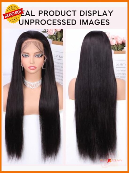 HD Lace Front Wig 220% Density 13x5 Straight Human Hair Pre Plucked 28inch main image 4